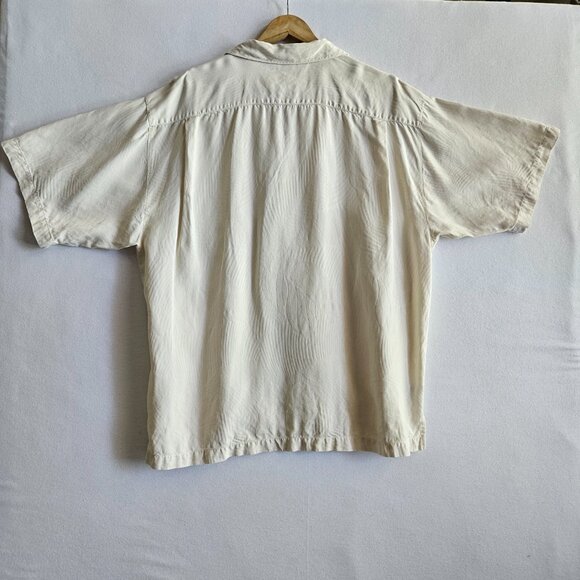 Tommy Bahama Silk Button Down Cream Short Sleeved Shirt Mens XL Relax Fit - Picture 8 of 15
